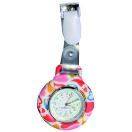 Silicon nurse watch with clip, heart pattern